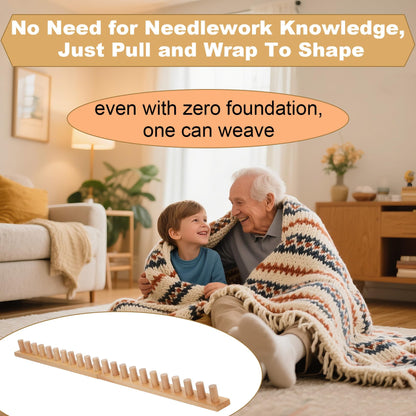 Sienson 60" Chunky Knitting Loom for Blanket Making – Foldable Wood Frame, Portable DIY Hand Knitting Kit for Beginners, Reusable Blanket Loom for Bulky Yarn Crafts & Gifts