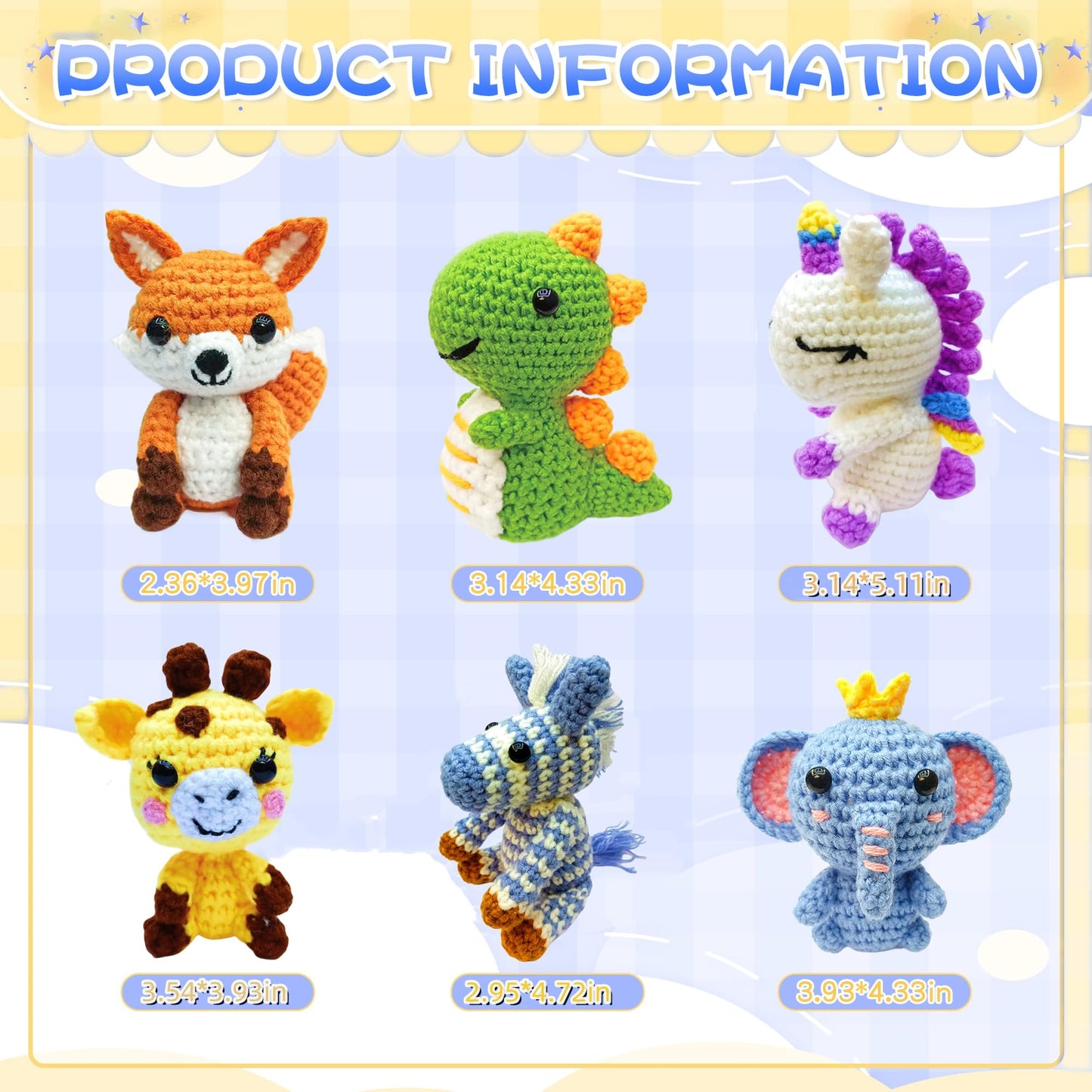 OLHKYN 6Pcs Crochet Kit for Beginners, 2026 DIY Craft for Adults, Great Gift for Crochet Lovers, Crocheting Animal Kits with Step by Step Videos,Yarn,Crochet Hook,Birthday Holiday Gift