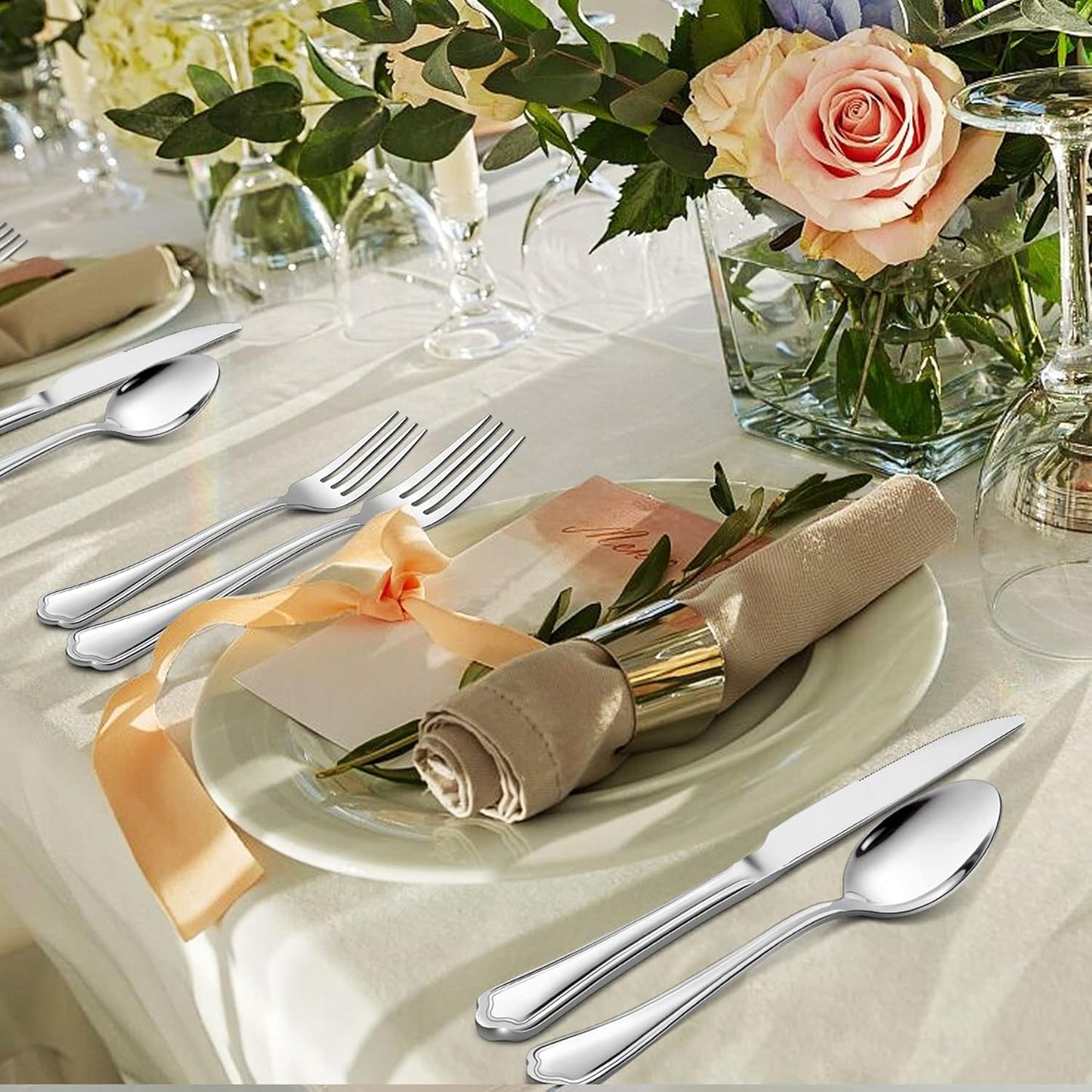 LIANYU 20-Piece Silverware Cutlery Set for 4, Stainless Steel Flatware with Scalloped Edge, Dishwasher Safe