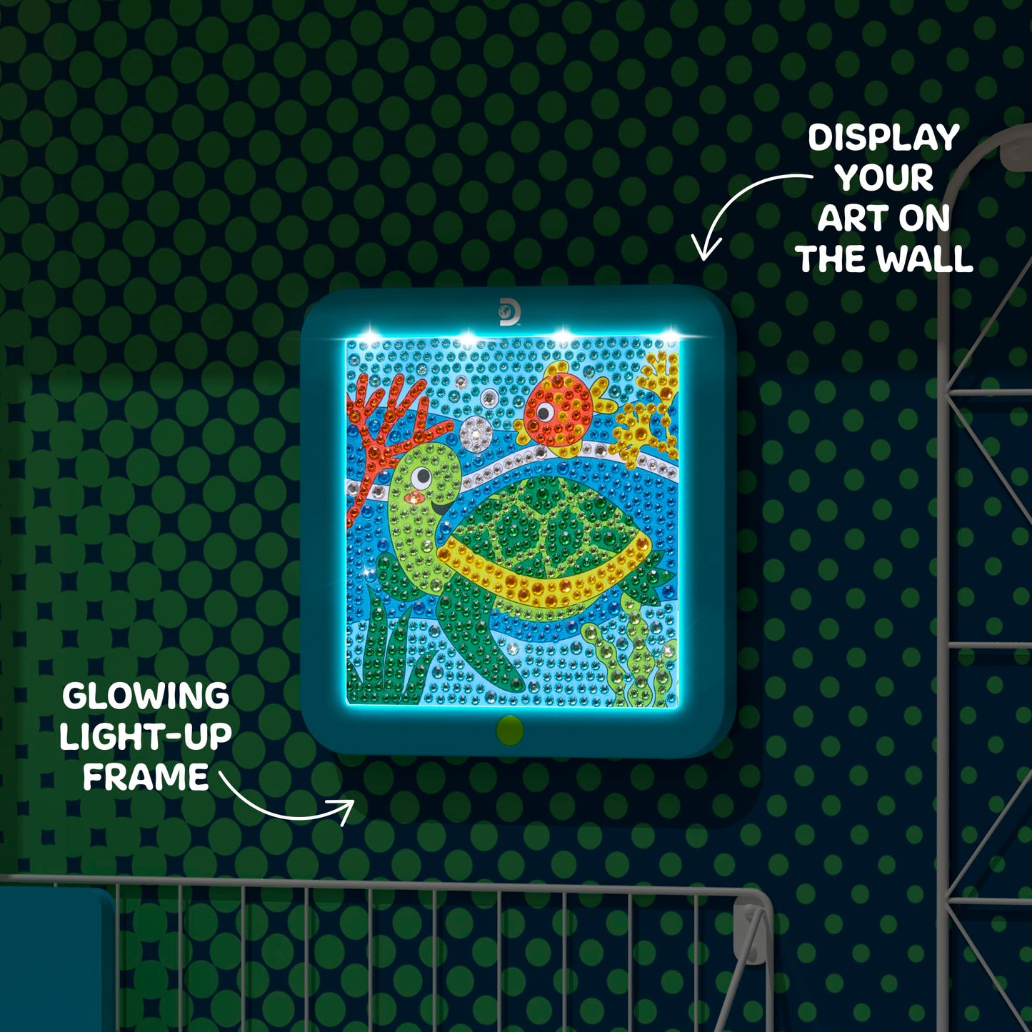 Discovery™ Dazzle Art Light-Up Diamond Painting Kit – DIY Sea Turtle Craft Set| 800+ Gems & LED Display Frame|Craft Supplies Accessories|Girls Boys Arts & Crafts Gift| Diamond Art Kit for Kids Ages 8+