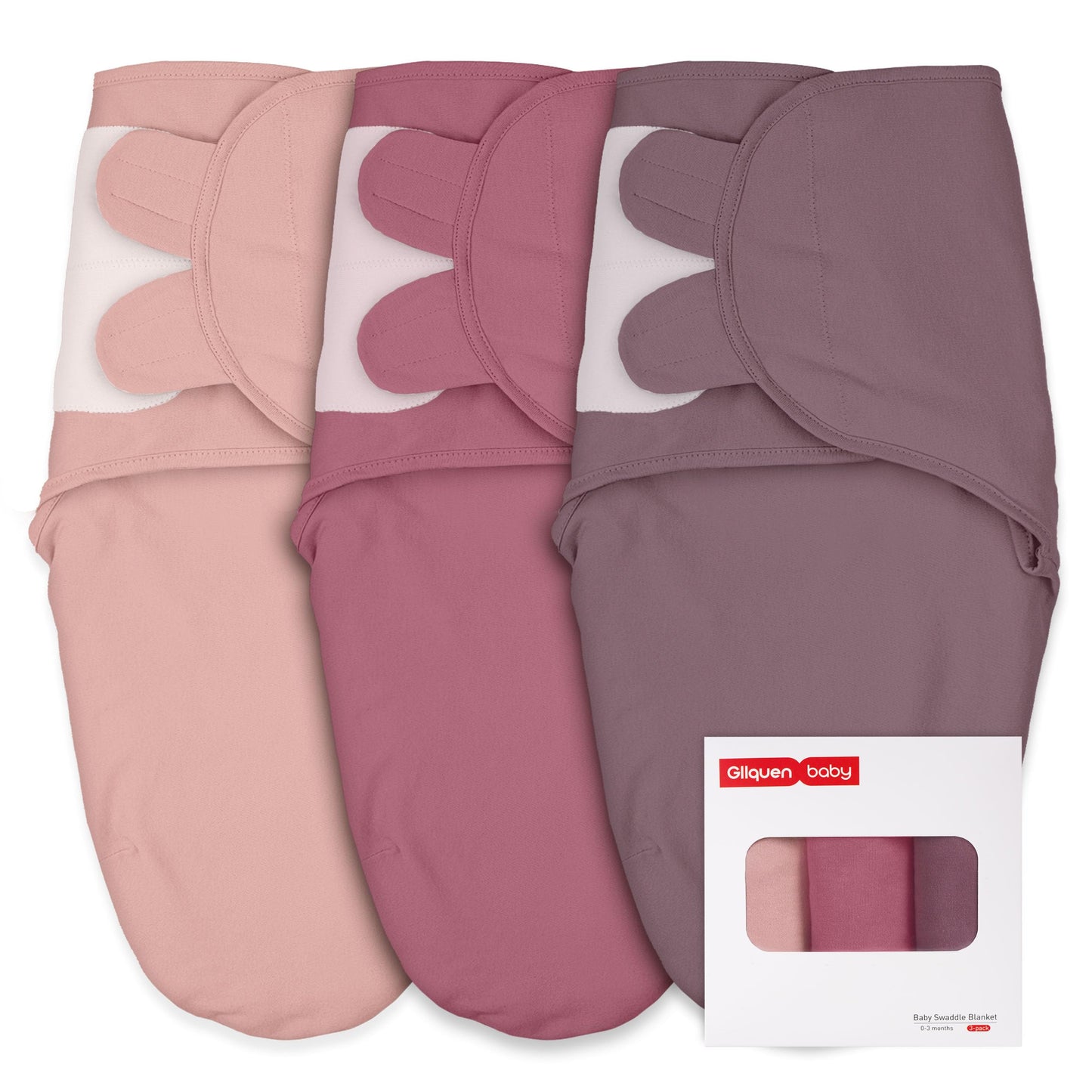 GLLQUEN BABY Swaddles for Newborns Organic Cotton, Soft Baby Girl Swaddles 0-3 Months, Womb-Like Sleep Sack Wrap Nursery Swaddling Blankets Mauve Blush Rose