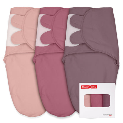 GLLQUEN BABY Swaddles for Newborns Organic Cotton, Soft Baby Girl Swaddles 0-3 Months, Womb-Like Sleep Sack Wrap Nursery Swaddling Blankets Mauve Blush Rose