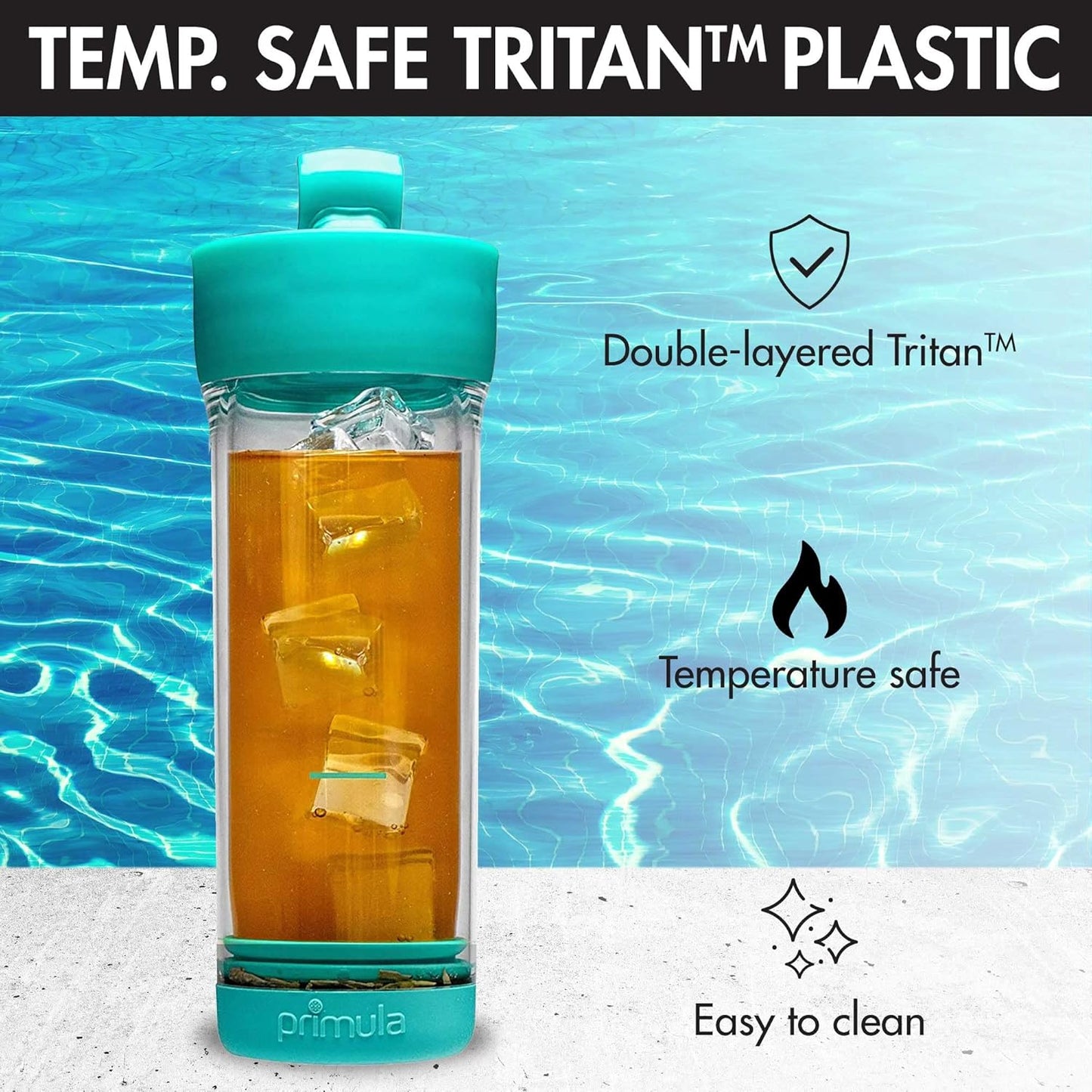 Primula Press & Go Iced Tea Brew Tumbler, 16 oz, Teal