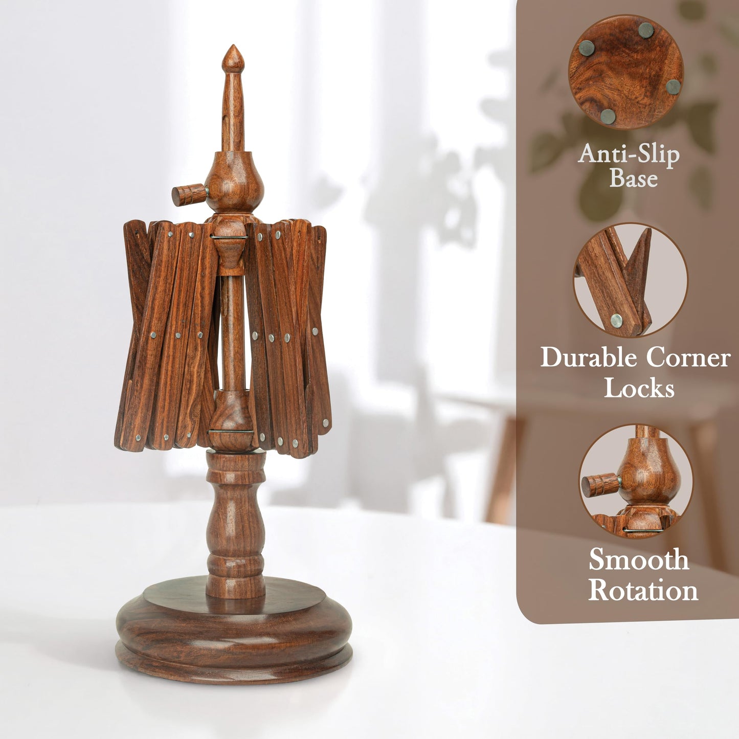 OZYRA Wooden Yarn Cake Winder - Elegant Handmade Yarn Winder for Crocheting, Yarn Winder Large Capacity, Yarn Spinner for Crocheting (R-Combo-2)