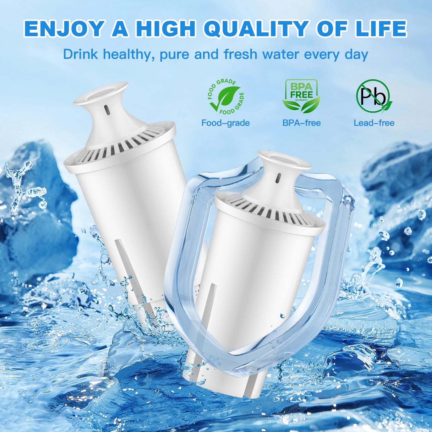 Tikstoy Water Filter Replacement Compatible with Brita Filter & Pitchers, Classic, Mavea, Ob03, 107007, 35557, Water Filter By Tikstoy, Reduce Chlorine and Heavy Metals (6)