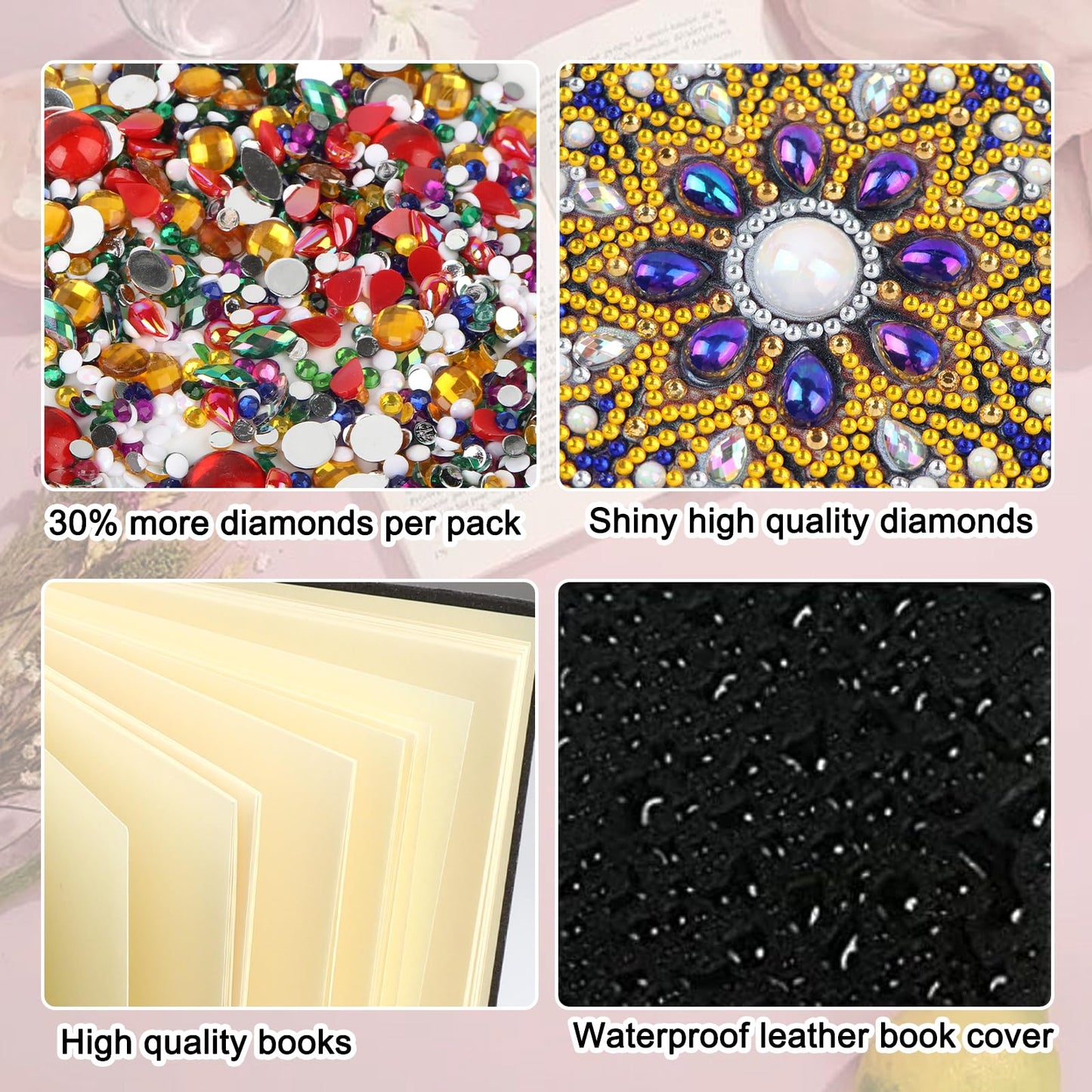 JZHYOAN Diamond Painting Note Book Gem Art Sketchbook Gem Painting Blank Notebook Mosaic Kits for Adults Diary with Cat Special Shaped Journals for Craft Lovers Gift Office Table Decoration