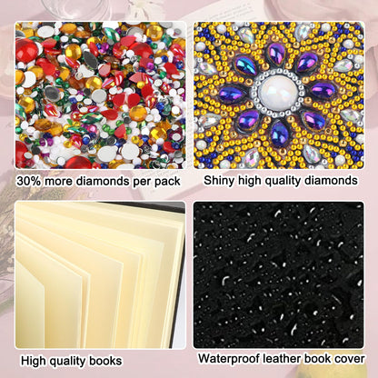 JZHYOAN Diamond Painting Note Book Gem Art Sketchbook Gem Painting Blank Notebook Mosaic Kits for Adults Diary with Cat Special Shaped Journals for Craft Lovers Gift Office Table Decoration
