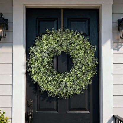26" Large Artificial Rosemary Wreath for Front Door - UV Resistant Realistic Rosemary Plant, Fake Spring/Summer Greenery Wreath for Wall Window Farmhouse Fireplace Decor