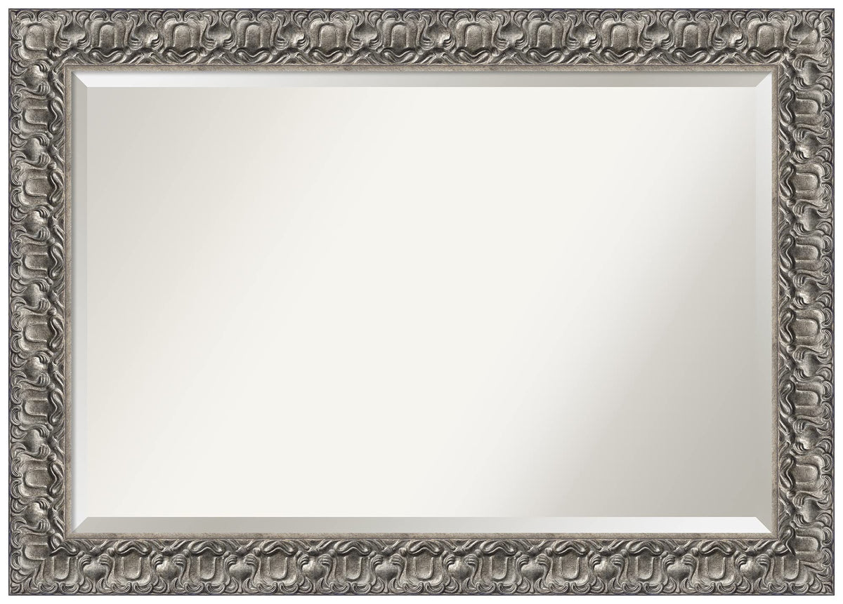 Amanti Art Silver Bathroom Mirror for Over Sink, 30x42 Silver Luxor Rectangle Vanity Mirror, Large Traditional Wood Frame, Hangs Horizonally and Vertically, Bathroom Wall Decor, Beveled Edge