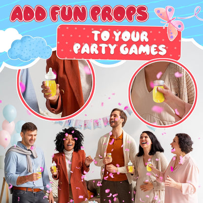 Baby Bottles for Baby Shower Game - 24 Pcs Clear Plastic Mini Bottles for Fun Bottle Chug Game