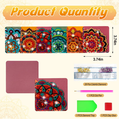 WIVICO 6 pcs Diamond Painting Bookmarks, DIY Diamond Art Kits for Adults, Book Corner - Protecting Bookmark Craft Supplies Kits for Book Lovers(Mandala Flower)
