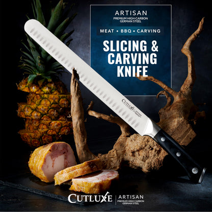 Cutluxe Brisket Knife – 12" Carving & Slicing Knife for Meat & BBQ – Razor Sharp German Steel, Sheath Included, Ergonomic Full Tang Handle Design, Grilling Gifts for Men – Artisan Series