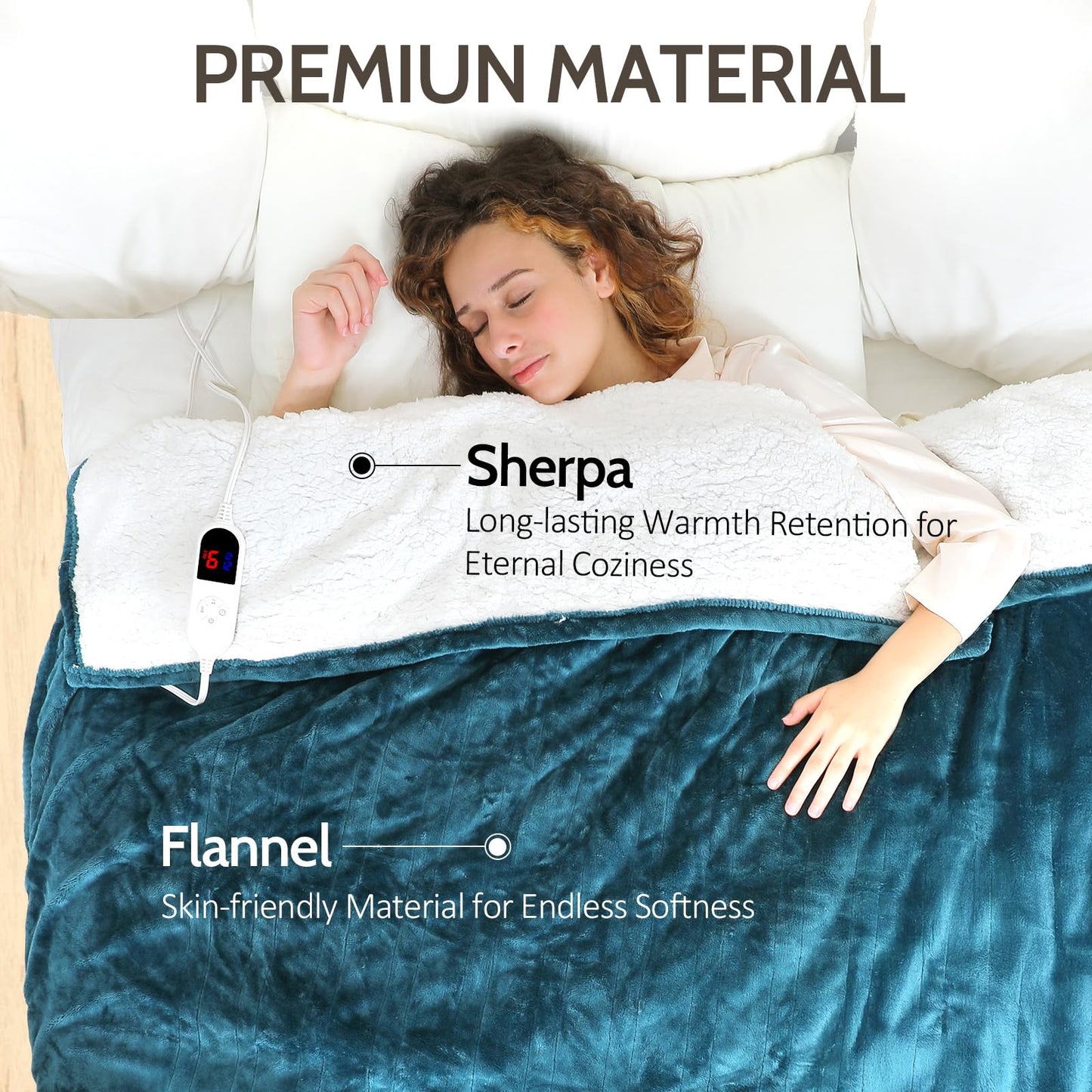 HOW'S MY HOUSE Heated Blanket Throw 50" x 60", Electric Blanket with 12 Time Settings & 6 Heating Levels, Over-Heat Protection, Flannel Sherpa Super Cozy with ETL Certification, Gray