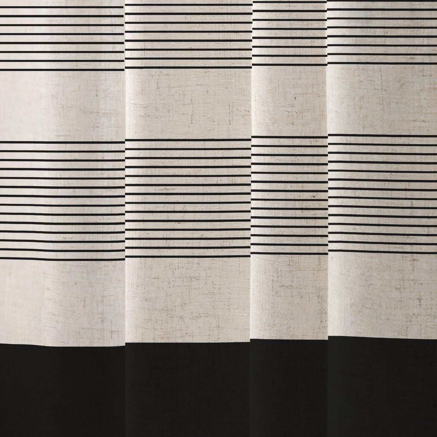 WOUVMA Boho Shower Curtains for Bathroom with Tassels Black Farmhouse Striped Shower Curtain Beige Rustic Linen 72x72 Inches