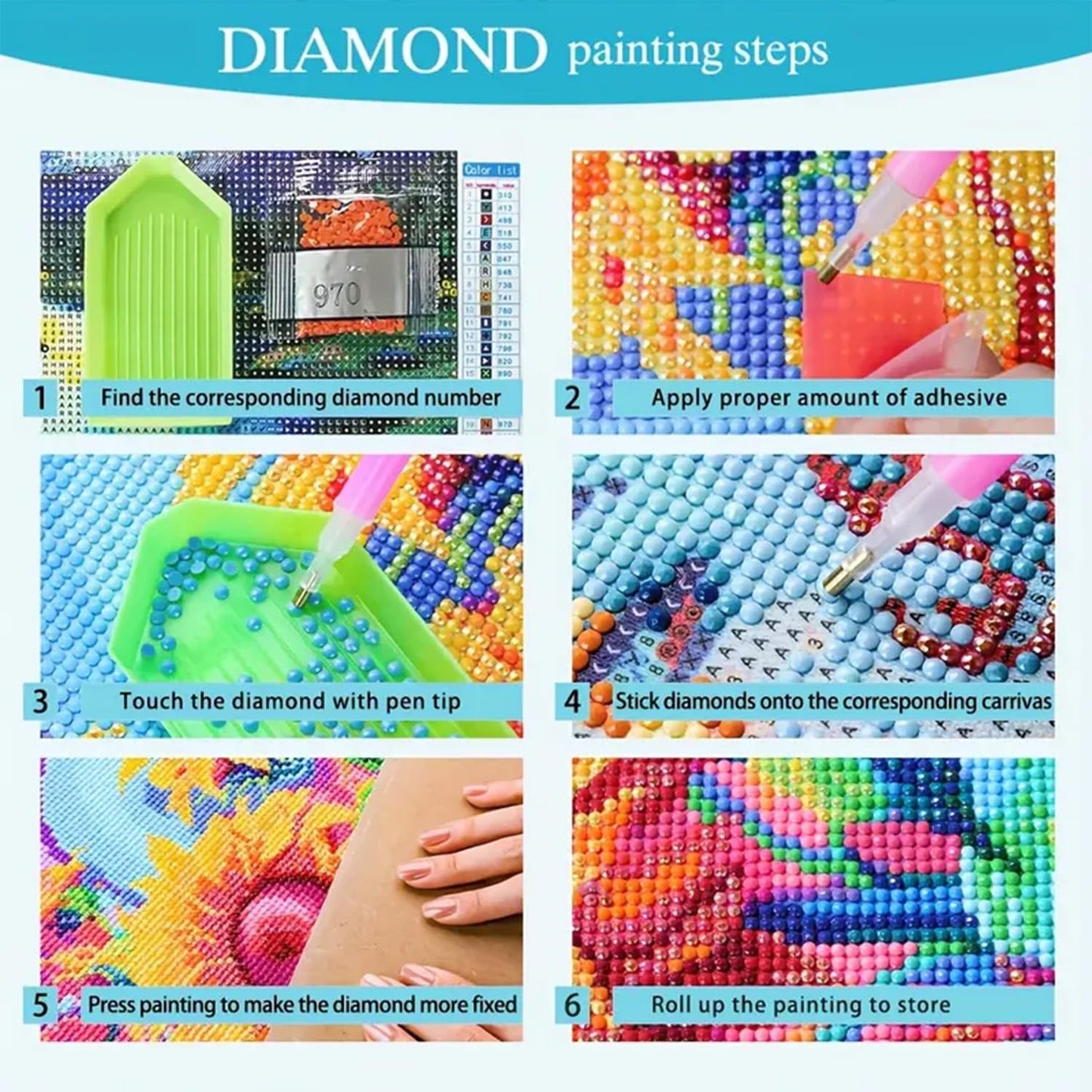 BYGFHLYW Diamond Art Painting Kits for Adults, Sea of Flowers 5D Diamond Painting Dots Art Kits for Adults Beginner, Flowers DIY Full Round Gem Crystal Art Paint by Diamond, Home Wall Decor 12x 16 in