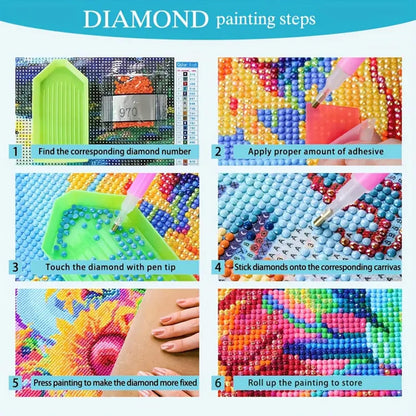 BYGFHLYW Diamond Art Painting Kits for Adults, Sea of Flowers 5D Diamond Painting Dots Art Kits for Adults Beginner, Flowers DIY Full Round Gem Crystal Art Paint by Diamond, Home Wall Decor 12x 16 in