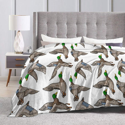 Mallard Duck Blanket Funny Throw Blanket, Soft Cozy Flannel Throw Blanket for Conch Sofa Bed,Super Soft Throw Blankets for All Season Adult Kids Teens Duck Lovers 60x50 in
