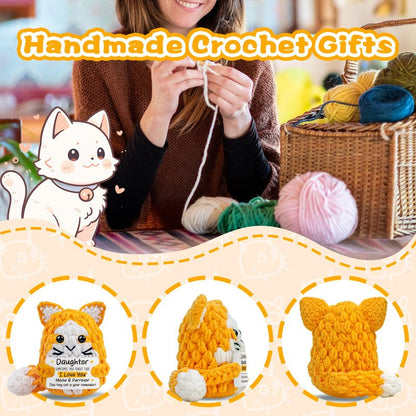 tGifGLonyi Daughter Gifts from Mom Dad,Handmade Crochet Cat Birthday Gift for Teens Kids Daughter in Law Bonus Step,for Graduation, Mini Emotional Cats Present for Daughter Adult Teen