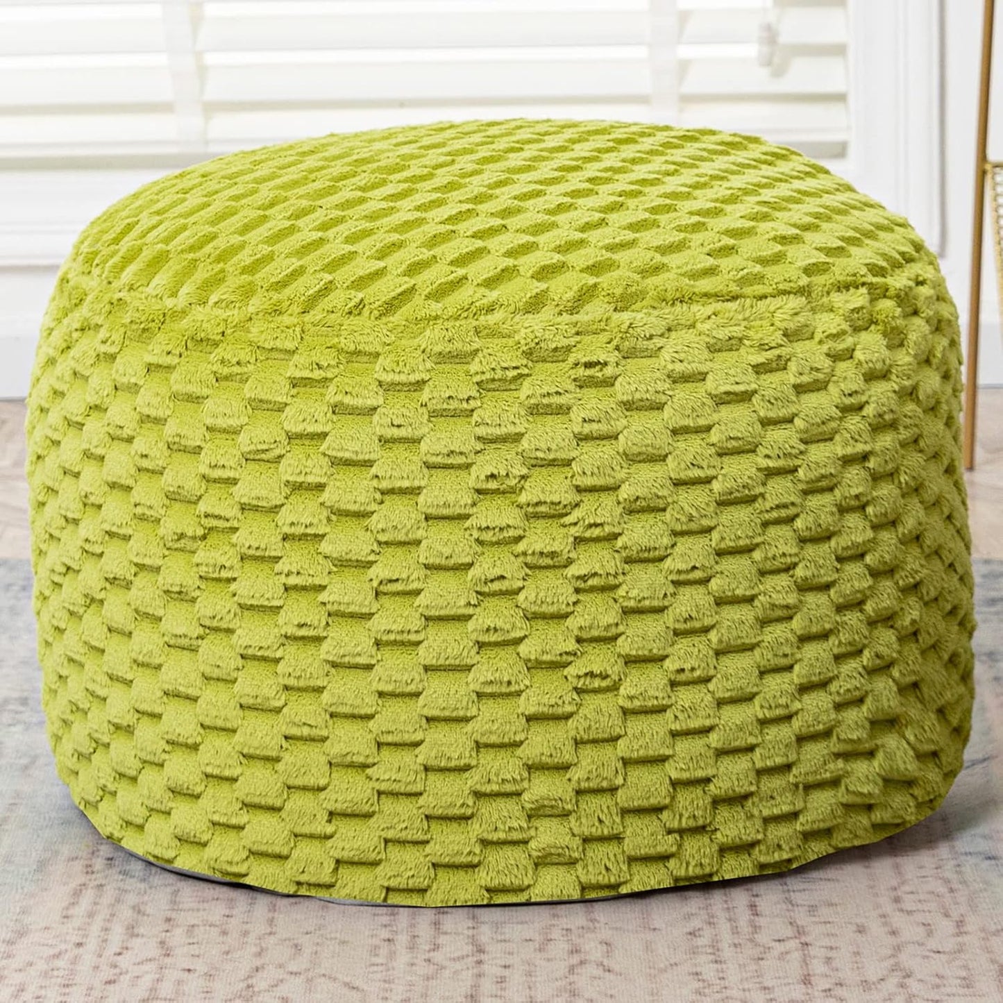 20x20x12 Inches Asuprui Fur Ottoman Stool Unstuffed Footstool Cover Floor Pouf Foot Rest Round Poof Seat Floor Bean Bag