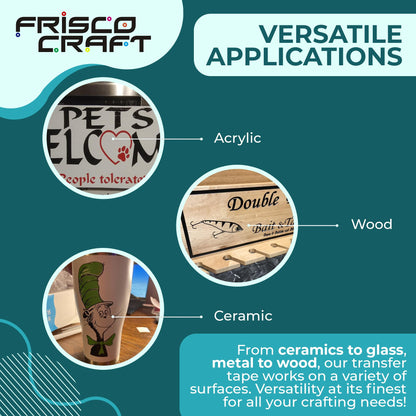 Frisco Craft Clear Transfer Tape for Vinyl Roll – Lay Flat Application Tape, Cricut & Silhouette, Medium Tack Transfer Paper for Decals, Stickers, Clear Contact Paper for Permanent Vinyl 12" x 50 Ft