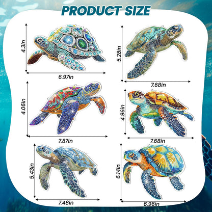 Xuhal 6 Pcs Sea Turtle Special Shape Diamond Art Kits for Adults 5D Diamond Painting Kits for Beginner DIY Hanging Pendant Ornament Crystal Paint Arts and Crafts Set for Home Wall Decor