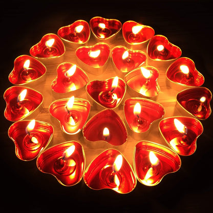 50Pack Heart Shaped Tealight Candles(25x2 Layers),Romantic Love Unscented Tea Lights Candles,Dripless & Long Lasting Smokeless Mini Tealight Candles for Romantic Decor,Pool,Home,Wedding (Purple)