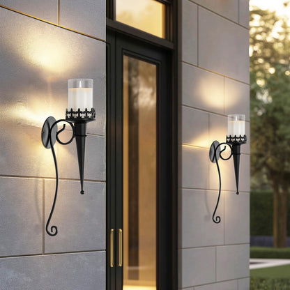 Wall Candle Holder for Pillar Tea Light Candles Decorative Candle Sconces Hanging Black Metal Wall Decorations with Modern Art Design for Living Room, Bathroom, Dining Room, Set of 2