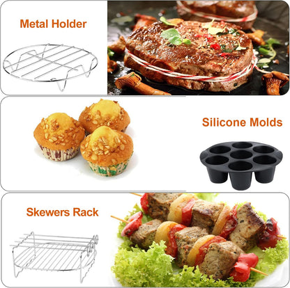 Air Fryer Accessories for COSORI Ninja Gourmia: 12 PCS Set with Oven Cake Pan, Pizza Pan