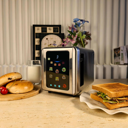 WHALL Touch Screen Toaster - 2 Slice Smart Toaster with Digital Timer & 6 Shade Settings | Silver