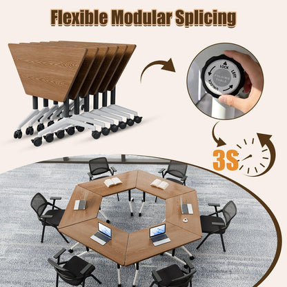 Folding Conference Table,Mobile Conference Room Tables with Wheels,47.2In Modern Seminar Tables,Flip Top Training Table for Office Classroom,Space-Saving Design