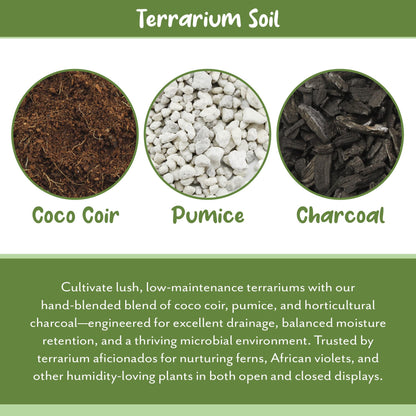 Soil Sunrise Terrarium Potting Soil Mix (4 Quarts) w/Blended Filtering Charcoal Custom Made for Terrariums