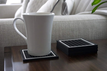 Highball & Chaser Coasters, 12in x 6in, 6 Pack Thick Durable Stylish Bar Mat for Spills, Coffee, Restaurants