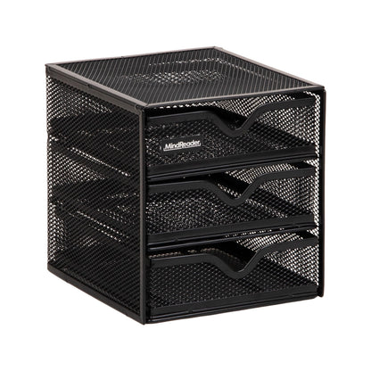 Mind Reader Desktop Accessory Storage, Desk Supplies, Organizer, Office, Metal Mesh, 6.25" L x 6.5" W x 6.5" H, Black