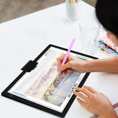 Mlife A4 Light Pad Rechargeable Light Board for Diamond Painting with 3 Colors Temperature,Built in Battery Light Box,Stepless Brightness,Rechargeable Ultimate Light Tracing Board for Sketching