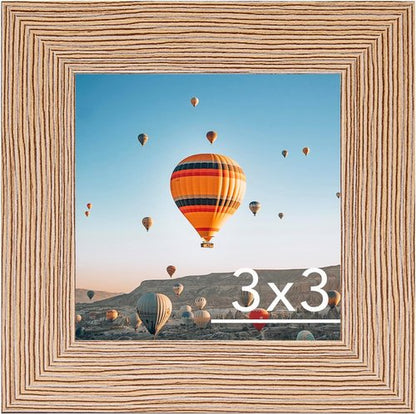 JCJMY 3x3 Picture Frame - Sturdy Rustic Brown Tabletop Design with Shatter Resistant Plexiglass