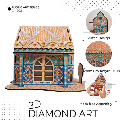 Party Ready 3D Diamond Painting Kit - Mandala Cabin Tapestry DIY Craft Set, Premium Full Drill Diamond Art Kit for Home Decor