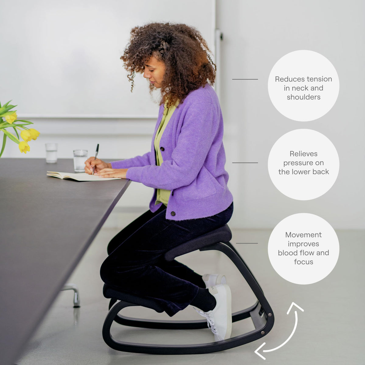 Varier Variable Monochrome Plum Ergonomic Office Kneeling Chair for Desk – Back Pain Relief, Rocking Seat for Home, Study & Posture Support – 10 Year Quality Guarantee