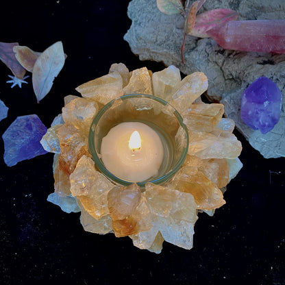 Citrine Rough Stone Votive Candle Holder Tealight Quartz Crystal Healing Gemstone Tealight Holder Home Decor Reiki Stone