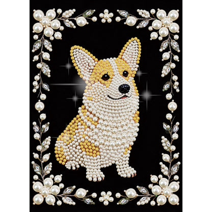 Stalente Pearl Diamond Painting Kits for Adults Dog, 5D Special Shape Diamond Art Kits for Beginners, Crystal Rhinestones Diamond Painting for Home Wall Decoration Gift 12×16inch, Animal