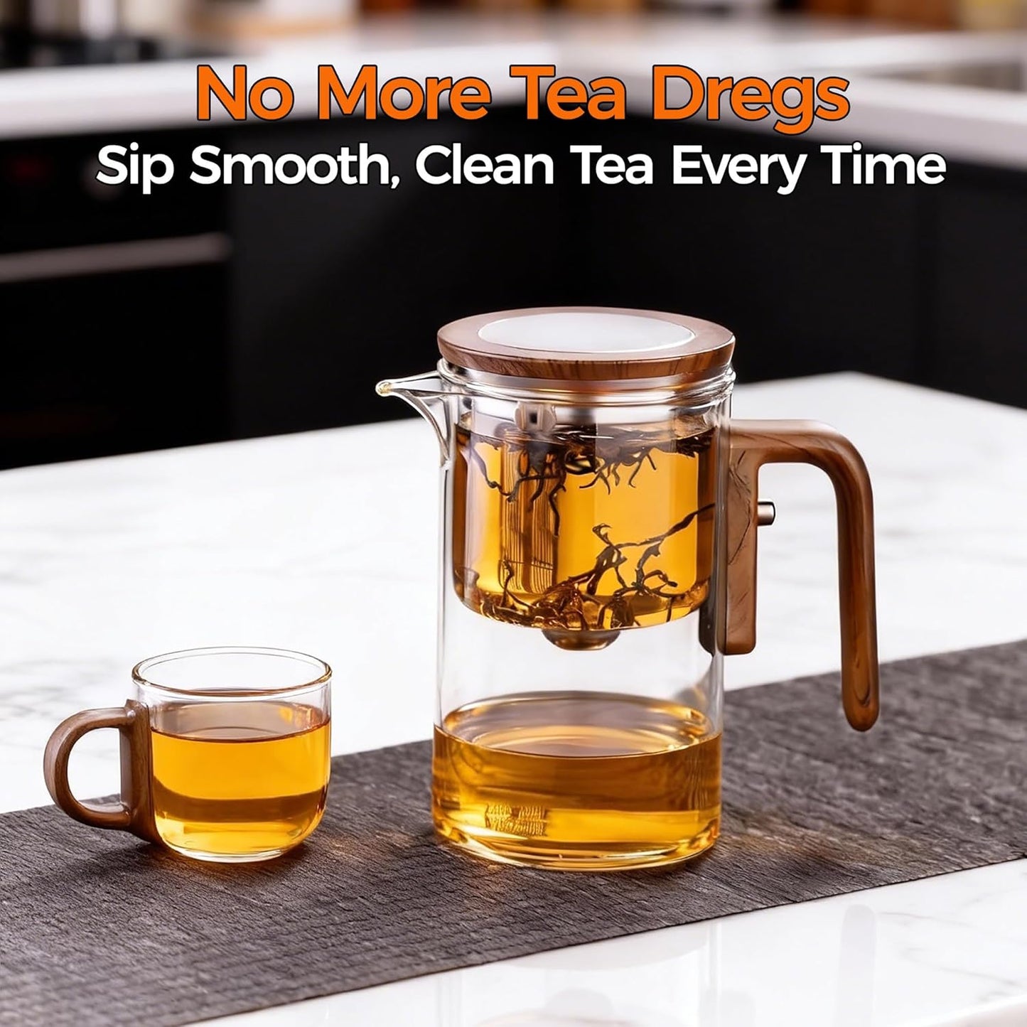 20 oz (600 ml) Enchanted Tea Pot, Magic Tea Pot for Loose Leaf Tea Steeper, Heat Resistant Borosilicate Glass Teapot