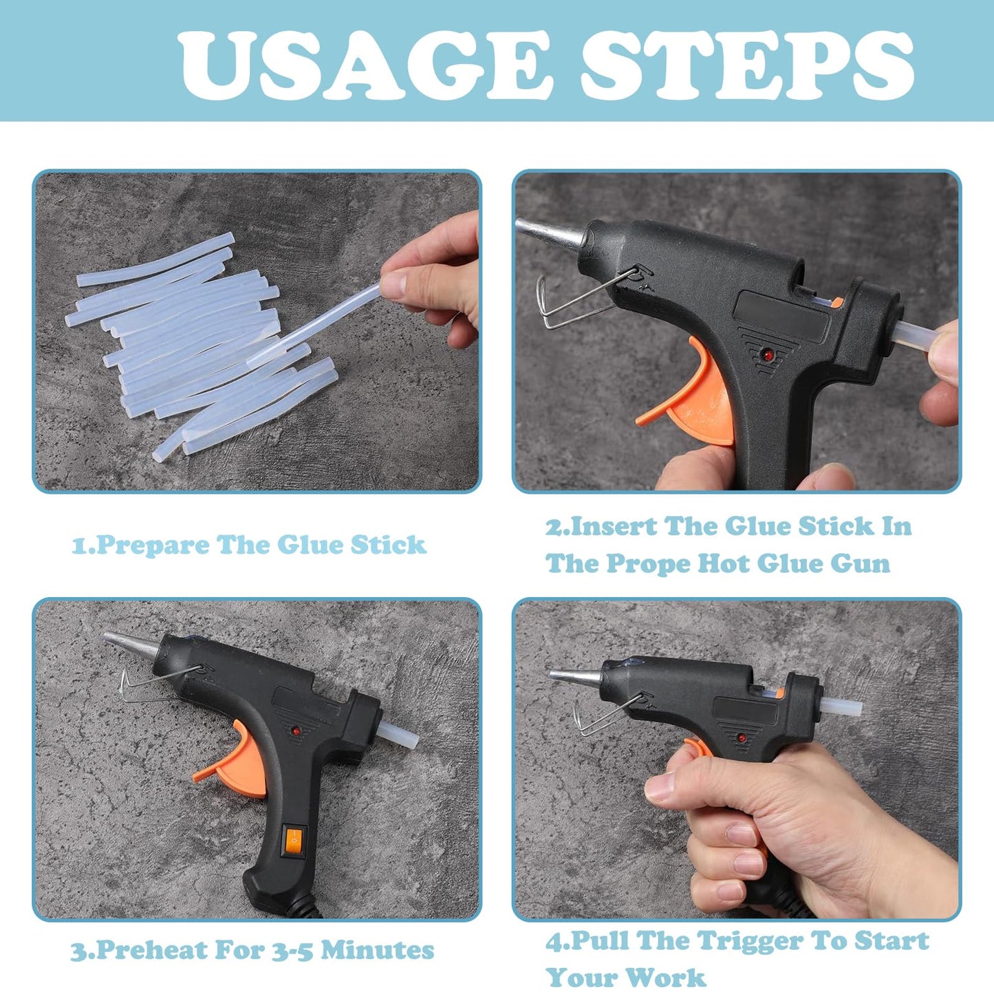 200 Pack Mini Hot Glue Sticks, Clear Glue Gun Sticks, 4 Inch and 7 mm Diameter High Viscosity All-Purpose Glue Stick,Compatible with Most Mini Glue Guns