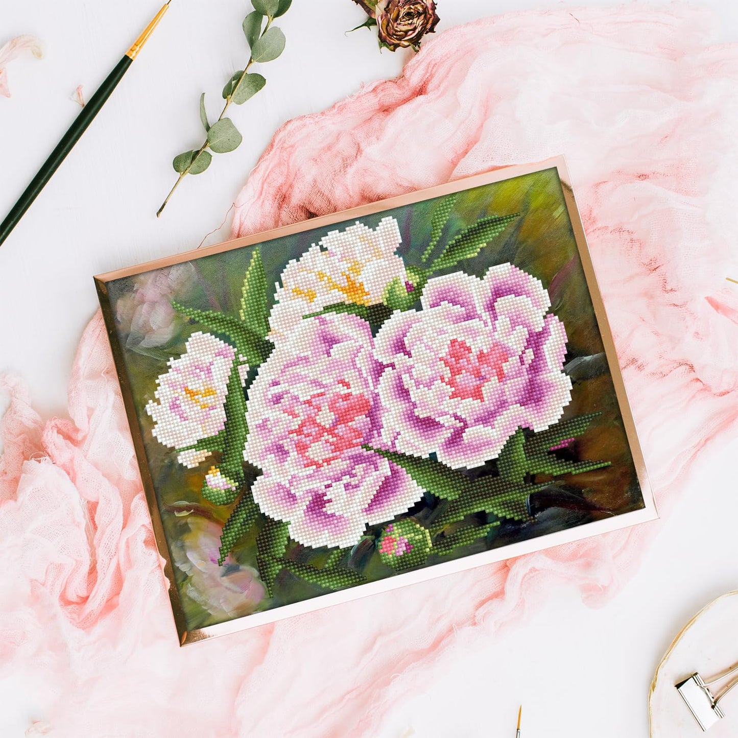 DIAMOND DOTZ Romantic Pink Peonies Diamond Painting Kits for Adults - Diamond Art Kits a Relaxing Creative Craft Kit with Dotz Gems s11x14