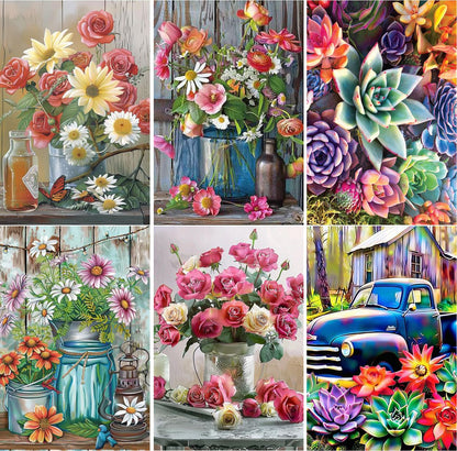 EWJRNSF 6 Pack Diamond Painting Kit Full Drill 5D Diamond Painting by Number Kits for Adults Kids Home Wall Decor 16x20 inch, HDDR Q3171 Q4513-Q4517