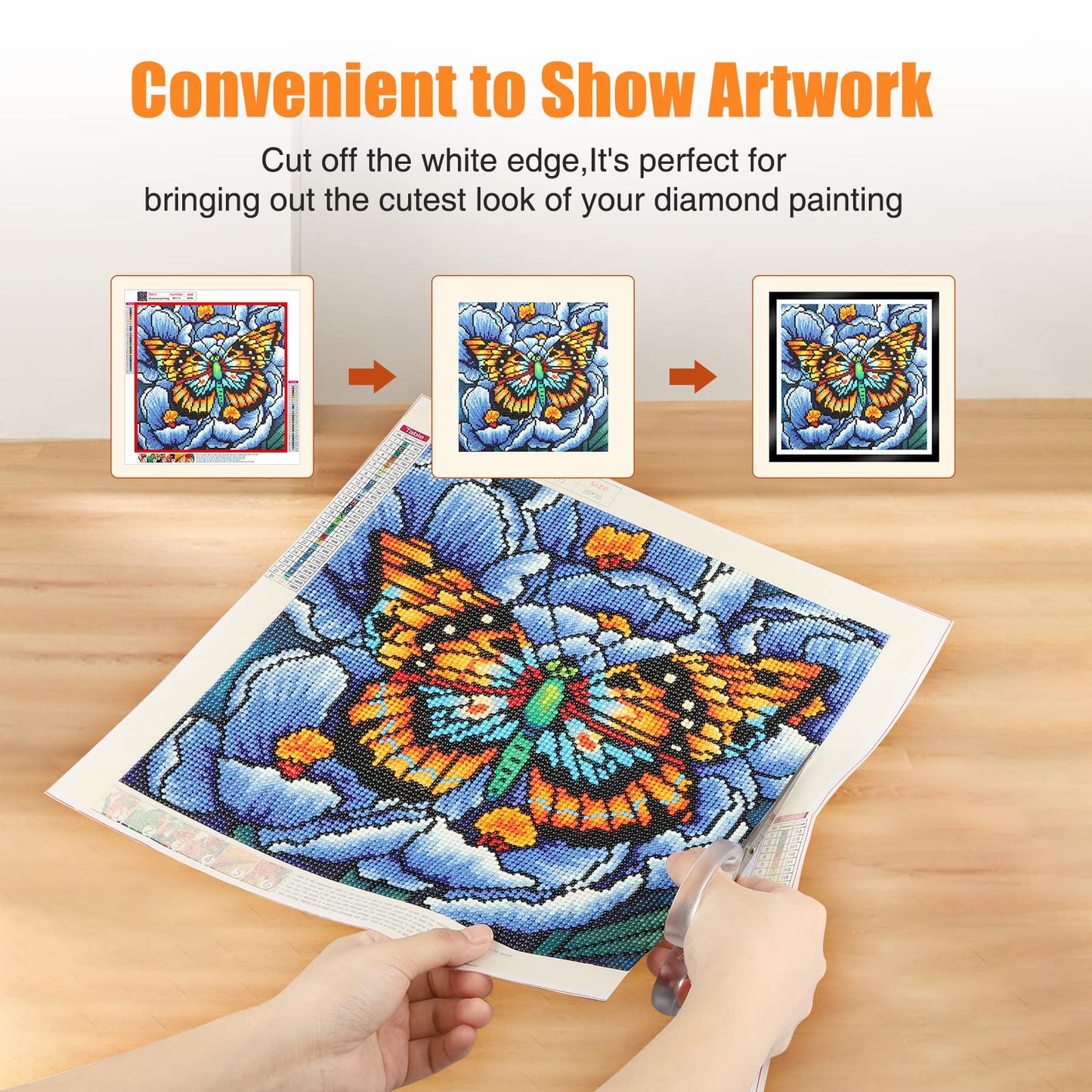 NAIMOER Upgraded 2Pack Diamond Painting Frames, Frames for 35x35cm Diamond Painting Canvas, Magnetic Diamond Art Frame Self-Adhesive, Diamond Painting Frames with Hooks for Wall Window Door (Black)