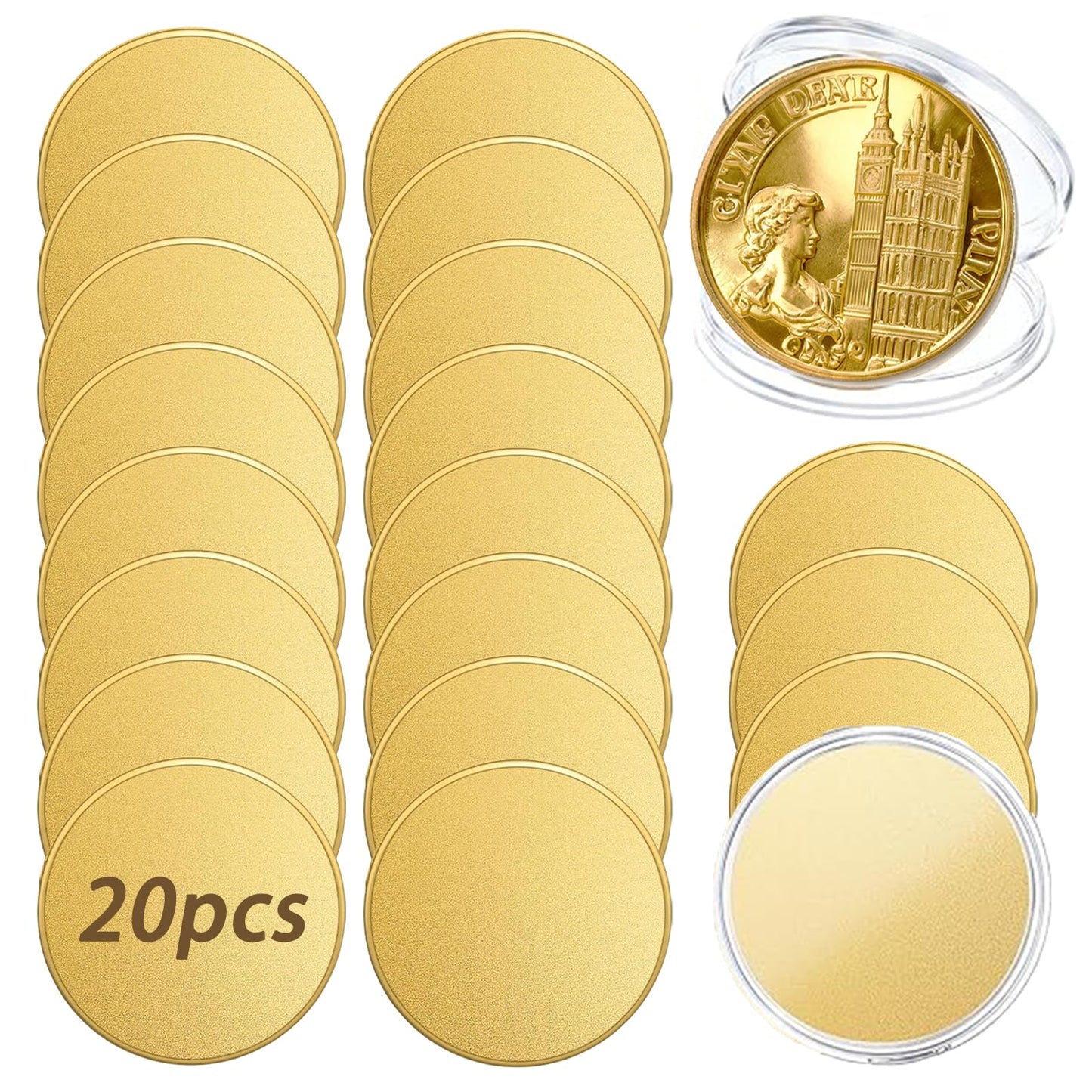 20PCS Brass Coin Blanks 40mm Diameter 2mm Thickness Laser Engravable Coins for DIY Customization Personalized Gifts Challenge Coins Memorial Projects