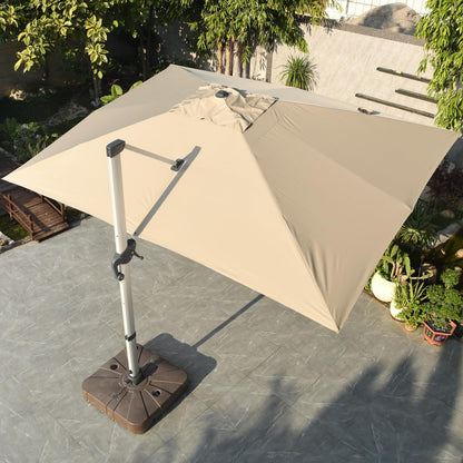 LKINBO 10x13 FT Rectangle Cantilever Umbrella with Cross Base, Heavy Duty Large Patio Umbrella 360 Degree Rotation Outdoor Offset Umbrella with Easy Tilt & Crank for Pool Deck Backyard, Khaki