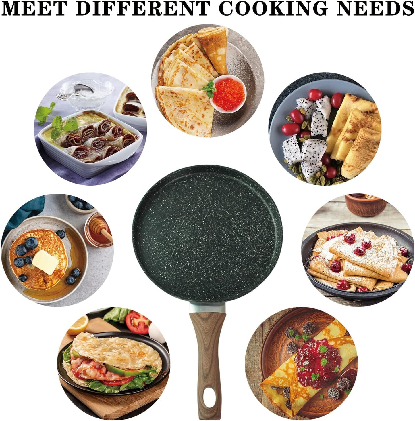 Nonstick 8.5 Inch Crepe Pan, Fry Pans for Cooking Eggs, Omelettes, Non-Stick Marble Coating Skillet