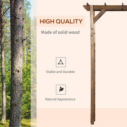 85" Wooden Wedding Arch Arbor, Carbonized Wood Garden Arch for Ceremony Backdrop, Rustic Outdoor Archway with Pergola Top for Party, Garden, Backyard Decor