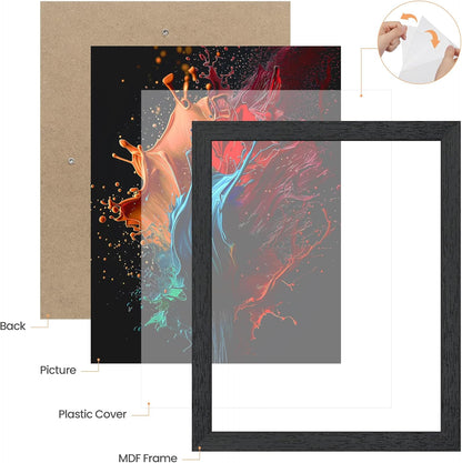 Upsimples 11x14 Picture Frame - Stylish Wall Gallery Frame in Black | Durable Engineered Wood