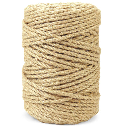 5mm*328 Feet Natural Jute Twine String DIY Home Decor,Thick Jute Twine for Crafting Gift Wrapping Packing Gardening Crochet Knitting Macrame Decor,5mm Brown Rope for Refurbish Cat Tree